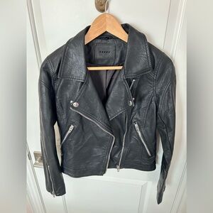 Blank NYC Women's Black Faux Leather Jacket Detachable Faux Fur Collar Sz S